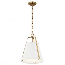 Kichler 52710WH - Etcher 13 Inch 1 LT Pendant with Etched Painted White Glass Diffuser in White and Champagne Bronze