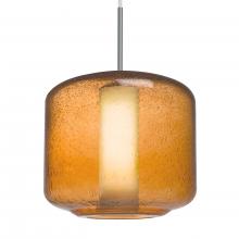 Besa Lighting 1JT-NILES10AO-LED-SN - Besa Niles 10 Pendant, Amber Bubble/Opal, Satin Nickel Finish, 1x5W LED