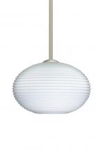 Besa Lighting 1TT-491207-SN - Besa Stem Pendant Pape 10 Satin Nickel Opal Ribbed 1x75W Medium Base