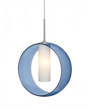 Besa Lighting 1JC-PLATOBL-LED-SN - Besa, Plato Cord Pendant, Blue/Opal, Satin Nickel Finish, 1x5W LED