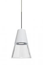 Besa Lighting 1XC-TIMO6WC-LED-BR - Besa, Timo 6 Cord Pendant,Clear/White, Bronze Finish, 1x9W LED