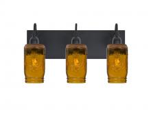 Besa Lighting 3WG-MILO4AM-BK - Besa Milo 4 Vanity, Amber, Black Finish, 3x60W Medium Base