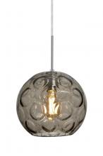 Besa Lighting J-BOMYSM-EDIL-SN - Besa Bombay Pendant For Multiport Canopy, Smoke, Satin Nickel Finish, 1x8W LED Filame