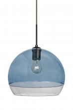 Besa Lighting J-ALLY12BL-BR - Besa, Ally 12 Cord Pendant For Multiport Canopy, Coral Blue/Clear, Bronze Finish, 1x6
