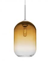 Besa Lighting J-OMEGA12AM-SN - Besa, Omega 12 Cord Pendant For Multiport Canopies,Amber/Clear, Satin Nickel Finish,