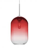 Besa Lighting J-OMEGA12RD-SN - Besa, Omega 12 Cord Pendant For Multiport Canopies,Red/Clear, Satin Nickel Finish, 1x
