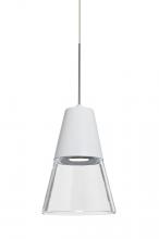 Besa Lighting RXP-TIMO6WC-LED-SN - Besa, Timo 6 Cord Pendant,Clear/White, Satin Nickel Finish, 1x9W LED