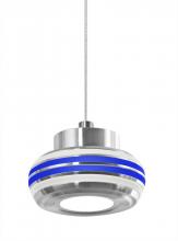Besa Lighting X-FLOW00-CLBL-LED-SN - Besa, Flower Cord Pendant For Multiport Canopy, Clear/Blue, Satin Nickel Finish, 1x6W LED