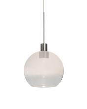 Besa Lighting X-NEWTON6WC-LED-SN - Besa, Newton 6 Cord Pendant for Multiport Canopy, Milky White/Clear, Satin Nickel Fin