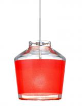 Besa Lighting X-PIC6RD-LED-SN - Besa Pendant For Multiport Canopy Pica 6 Satin Nickel Red Sand 1x5W LED