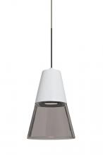 Besa Lighting X-TIMO6WS-LED-BR - Besa, Timo 6 Cord Pendant For Multiport Canopies,Smoke/White, Bronze Finish, 1x9W LED
