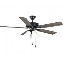 Progress P250081-31M-WB - AirPro 52 in. Matte Black 5-Blade AC Motor Transitional Ceiling Fan with Light