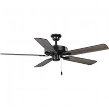 Progress P250084-31M - AirPro 52 in. Matte Black 5-Blade ENERGY STAR Rated AC Motor Transitional Ceiling Fan with Light