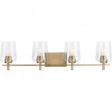 Progress P300363-163 - Calais Collection Four-Light New Traditional Vintage Brass Clear Glass Bath Vanity Light