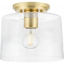 Progress P350213-012 - Adley Collection  One-Light Satin Brass Clear Glass New Traditional Flush Mount Light