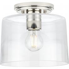 Progress P350213-104 - Adley Collection  One-Light Polished Nickel Clear Glass New Traditional Flush Mount Light