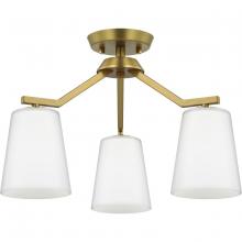 Progress P400342-191 - Vertex Collection Three-Light Brushed Gold Etched White Contemporary Convertible Chandelier