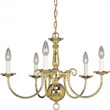 Progress P4346-10 - Americana Collection Five-Light Polished Brass White Candle Traditional Chandelier Light