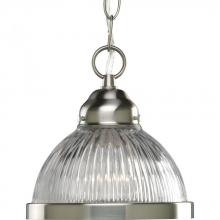 Progress P5080-09 - Prismatic Glass Collection One-Light Brushed Nickel Clear Prismatic Glass Traditional Mini-Pendant L