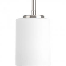 Progress P5170-09 - Replay Collection One-Light Brushed Nickel Etched White Glass Modern Mini-Pendant Light
