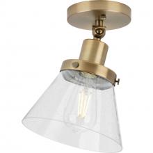 Progress P350198-163 - Hinton Collection One-Light Vintage Brass and Seeded Glass Vintage Style Ceiling Light