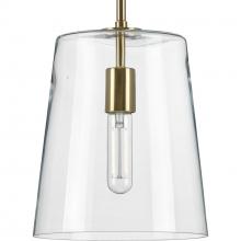 Progress P500241-012 - Clarion Collection One-Light Satin Brass Clear Glass Coastal Pendant Light