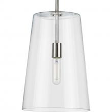 Progress P500242-104 - Clarion Collection One-Light Polished Nickel Clear Glass Coastal Pendant Light