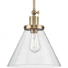 Progress P500324-163 - Hinton Collection One-Light Vintage Brass and Seeded Glass Vintage Style Hanging Pendant Light