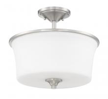 Craftmade 50452-BNK-WG - Gwyneth 2 Light Convertible Semi Flush in Brushed Polished Nickel (White Glass)