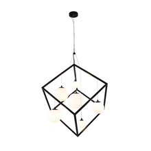 Justice Design Group FSN-4442-OPAL-MBLK - Pixie 6-Light Cube Pendant