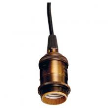 Satco Products Inc. 80/2269 - Medium base lampholder; 4pc. Solid brass; prewired; Uno ring; 6ft. 18/2 SVT Black Cord; Dark antique