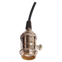 Satco Products Inc. 80/2274 - On/Off Lampholder; 4 Piece Stamped Solid Brass; Prewired; Uno Ring; 6 Foot 18/2 SVT Black Cord;