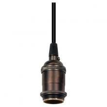 Satco Products Inc. 80/2281 - Medium base lampholder; 4pc. Solid brass; prewired; Uno ring; 10ft. 18/2 SVT Black Cord; Dark