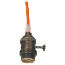 Satco Products Inc. 80/2345 - Medium base lampholder; 4pc. Solid brass; prewired; On/Off; Uno ring; 10ft. 18/2 SVT Orange Cord;