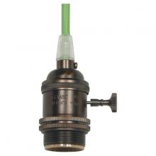 Satco Products Inc. 80/2433 - Medium base lampholder; 4pc. Solid brass; prewired; On/Off; Uno ring; 10ft. 18/2 SVT Light Green