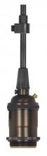Satco Products Inc. 80/2576 - Medium base lampholder; 4pc. Solid brass; pre-wired; Keyless; 2 Uno rings; 10ft. 18/3 SVT Black