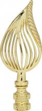 Satco Products Inc. 90/1743 - Leaf Brass Finial; 3-1/2" Height; 1/4-27; Polished Brass Finish