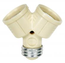 Satco Products Inc. 90/2465 - Single to Twin Lampholder; Ivory Finish; 2-3/4" Overall Height; 2" Extension; 660W Max; 250V