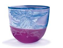 Oggetti Luce 24-99-03/BP - AE/ SCHALE, bowl w/bird, blue/
