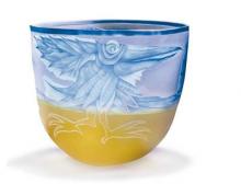 Oggetti Luce 24-99-03/BR - AE/ SCHALE, bowl w/bird, blue/