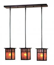 Arroyo Craftsman HICH-4L/3AWO-MB - 4" huntington 3 light in-line, classic arch overlay