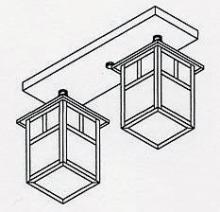 Arroyo Craftsman MCM-5/2TWO-BZ - 5" mission 2 light ceiling mount with T-bar overlay