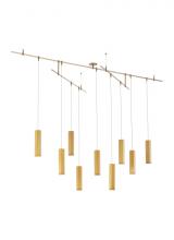 Visual Comfort & Co. Modern Collection 700BLKS9R-LED930S - Modern Blok dimmable LED Small Chandelier Ceiling Light in an Aged Brass/Gold Colored finish