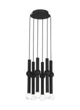 Visual Comfort & Co. Modern Collection 700TRSPGYD6RB-LED930 - Modern Guyed dimmable LED 6-light Ceiling Chandelier in a Nightshade Black finish