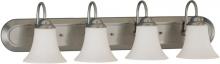 Nuvo 60/1915 - 4-Light Vanity Fixture in Brushed Nickel Finish with White Satin Glass and (4) 13W GU24 Bulbs