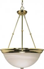 Nuvo 60/220 - 3-Light 20" Hanging Pendant Light Fixture in Polished Brass Finish with Alabaster Glass