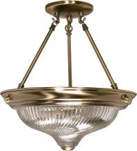 Nuvo 60/233 - 2-Light 13" Semi Flush Light Fixture in Antique Brass Finish with Clear Swirl Glass