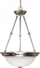Nuvo 60/3187 - 3-Light Small Pendant Light in Brushed Nickel Finish with Alabaster Glass and (3) 13W GU24 Lamps