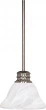 Nuvo 60/365 - Empire - 1 Light 7" Mini Pendant with Alabaster Glass - Brushed Nickel Finish