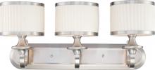 Nuvo 60/4733 - Candice - 3 Light Vanity with Pleated White Shades - Brushed Nickel Finish